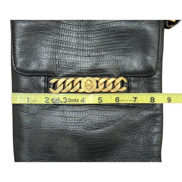 Marc by Marc Jacobs Black Leather Crossbody Bag Gold Logo Plate Designer Purse - Picture 10 of 12